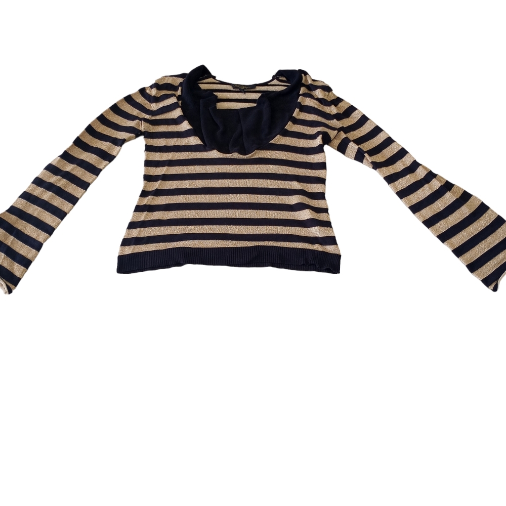 Christine Phillipe Stripe Sweater in Black & Gold